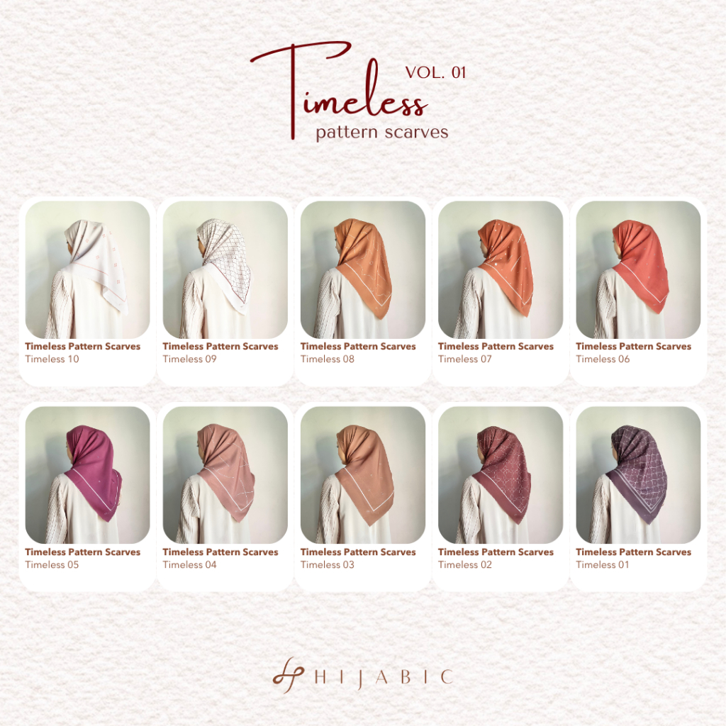 Hijabic - Timeless Pattern Scarves / Kerudung Segi Empat Motif Premium Size 110x110cm