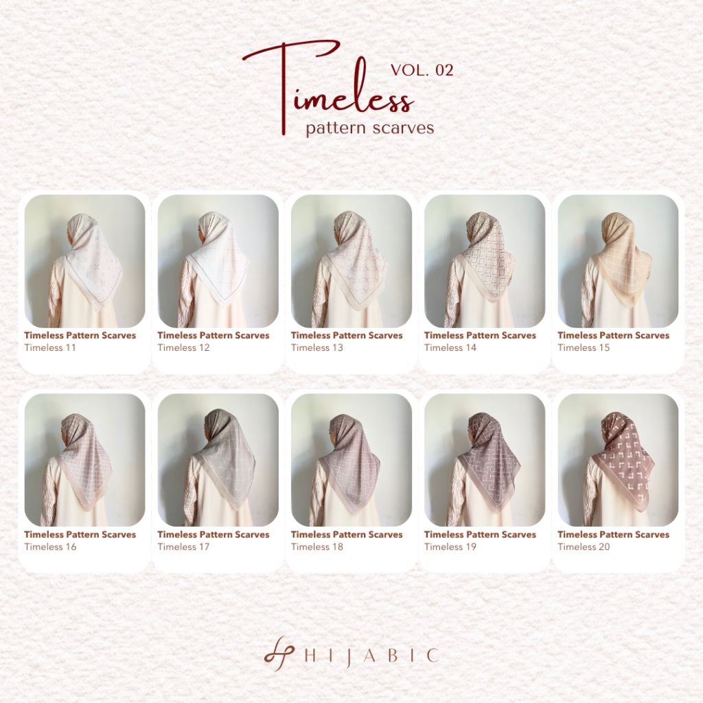 Hijabic - Timeless Pattern Scarves / Kerudung Segi Empat Motif Premium Size 110x110cm