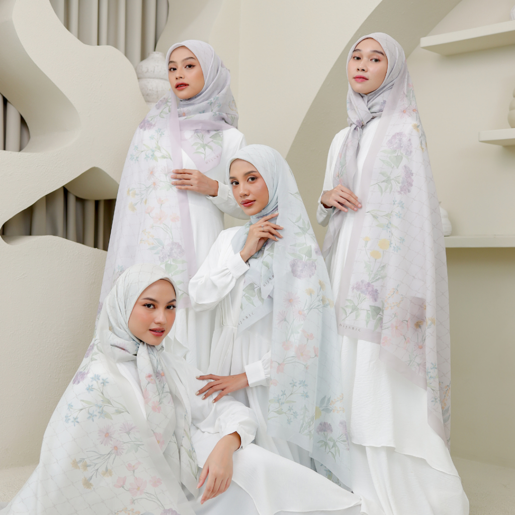 Hijabic - Bloomy Pattern Scarves / Kerudung Segi Empat Motif Premium Size 110x110cm