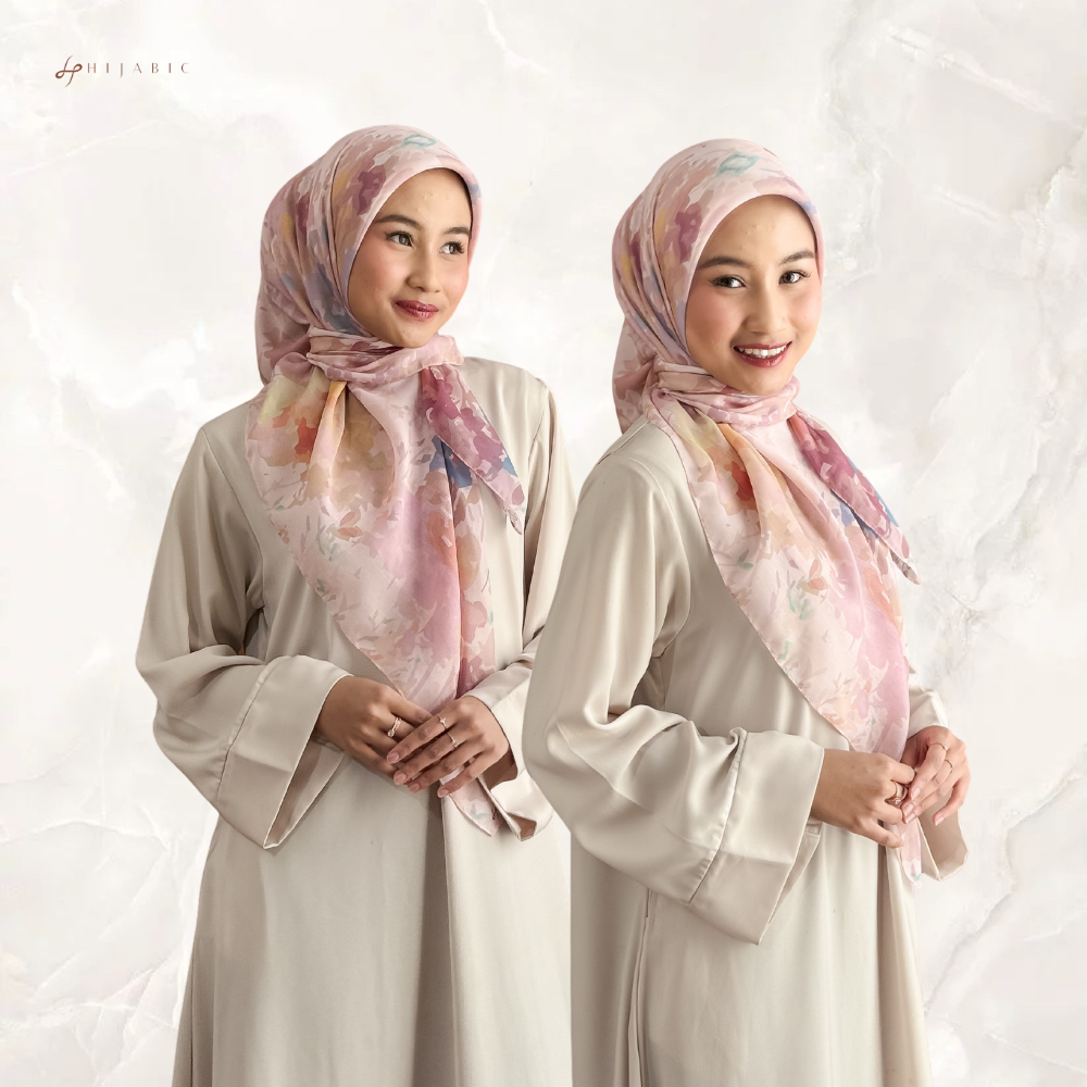 Hijabic - Bersemi Pattern Scarves ( Hijab Segiempat Motif Bunga size 112x112cm Bahan Paris Original/Hijab Motif Paris)