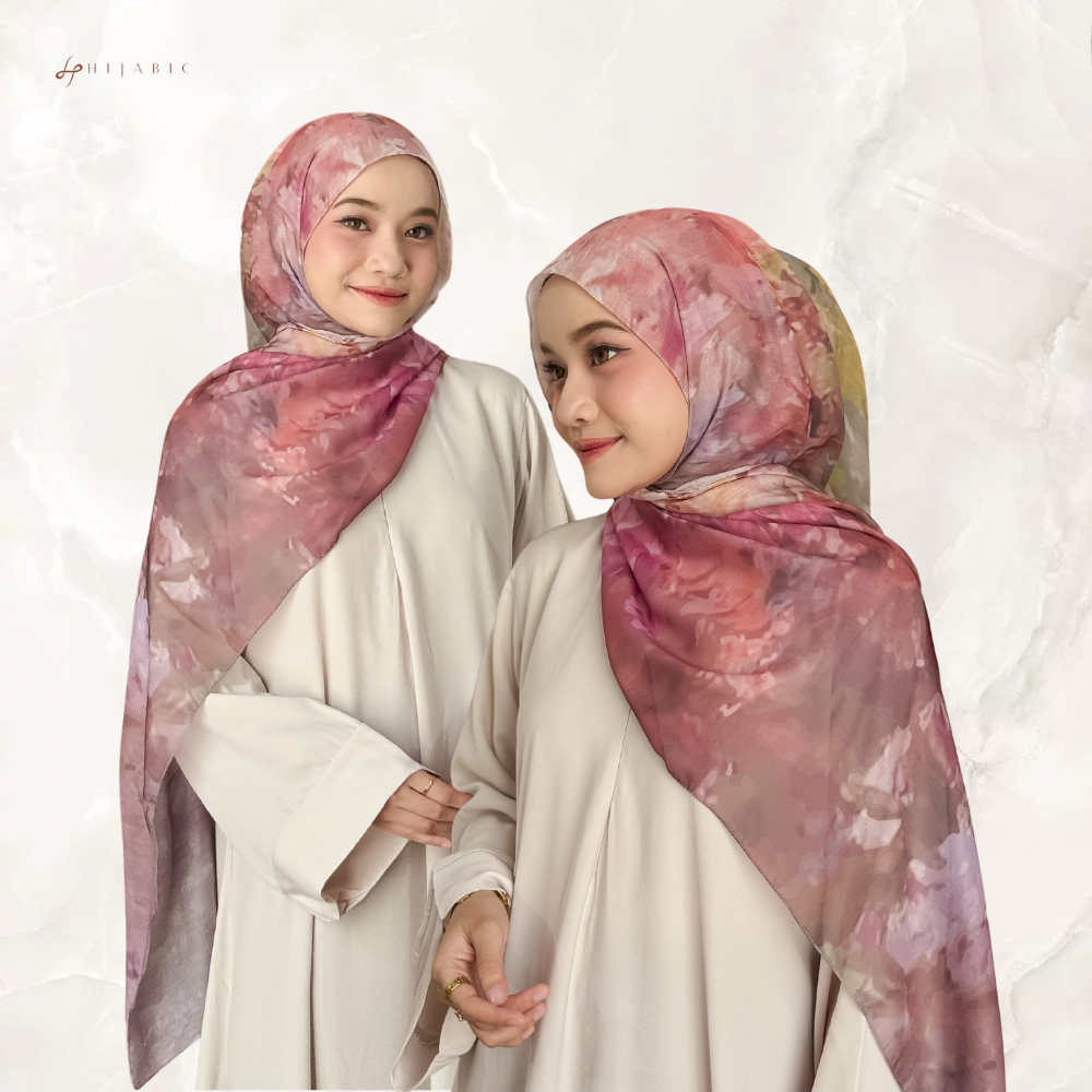 Hijabic - Bersemi Pattern Shawl (Pashmina Motif Bunga/Pashmina Voal/Pashmina Motif)