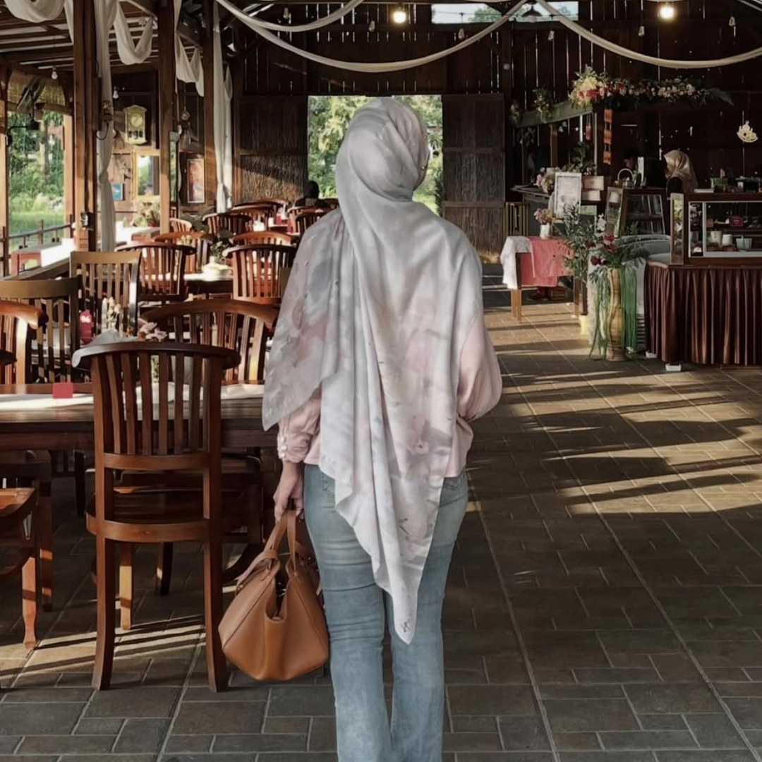 Hijabic - Dreamy Pattern Shawl (Pashmina Motif Bunga 180x70cm/Pashmina Voal/Pashmina Motif)