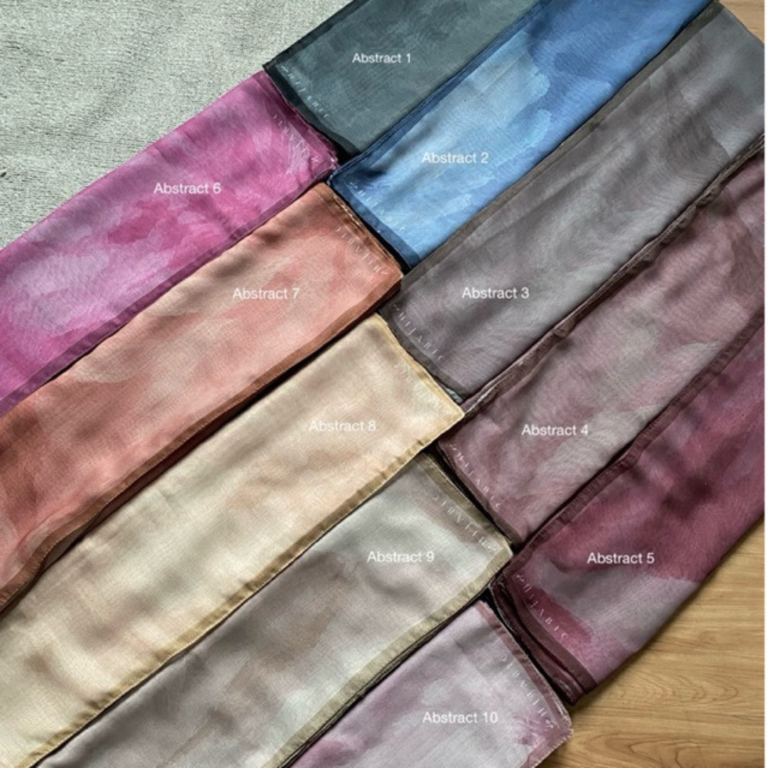 Hijabic - Abstract Pattern Scarves Vol I ( Hijab Segiempat Motif Abstrak size 112x112cm Bahan Paris Original/Hijab Motif Paris)