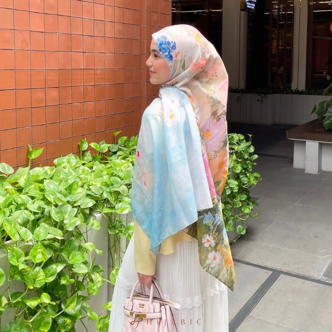 Hijabic - Bersemi Pattern Shawl (Pashmina Motif Bunga/Pashmina Voal/Pashmina Motif)