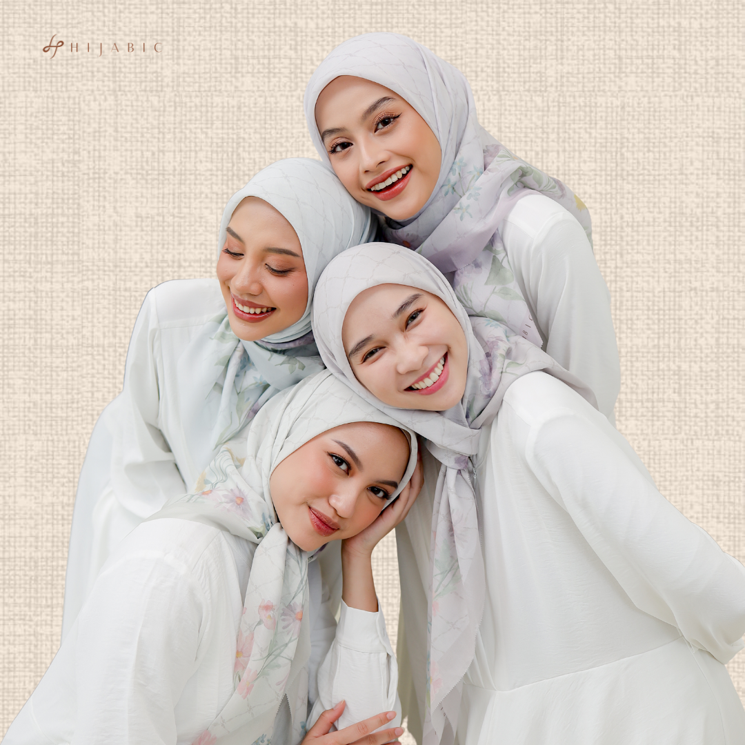 Hijabic - Bloomy Pattern Scarves / Kerudung Segi Empat Motif Premium Size 110x110cm