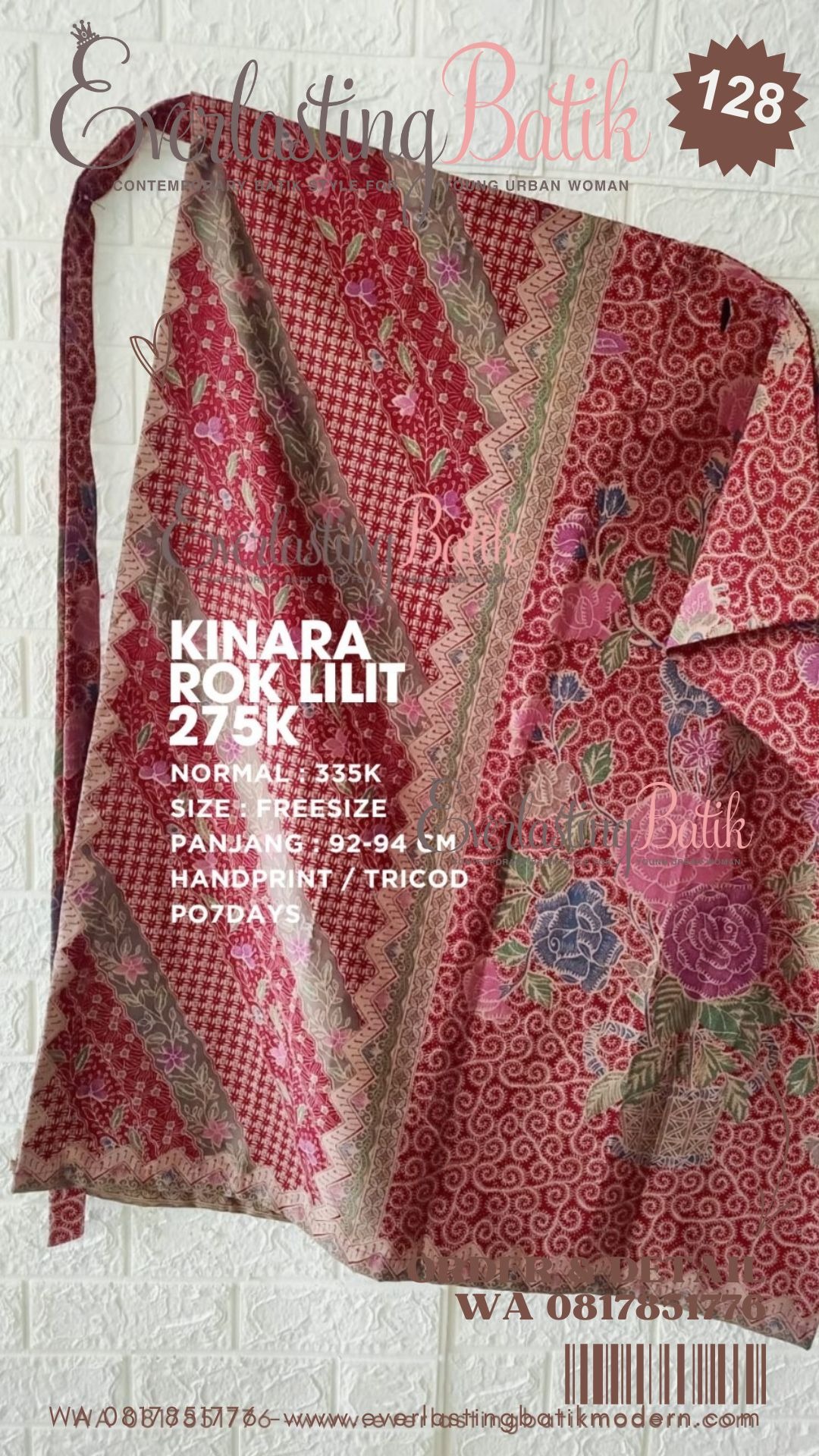 C128 KINARA ROK LILIT BATIK - MERAH KEMARON
