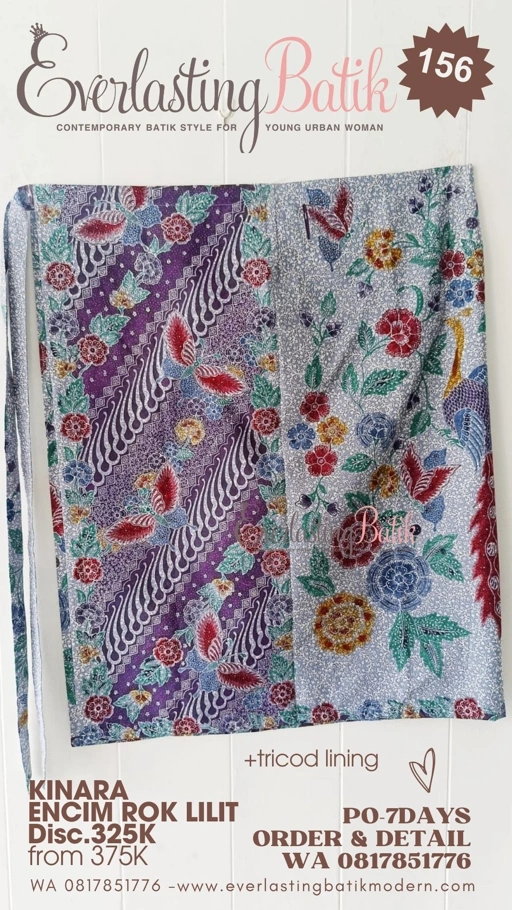 Image of C156 KINARA ROK LILIT BATIK ENCIM - tumpal ungu