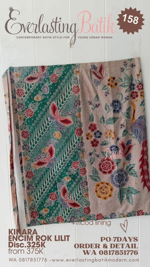 Image of C158 KINARA ROK LILIT BATIK ENCIM - mocha tumpal hijau.