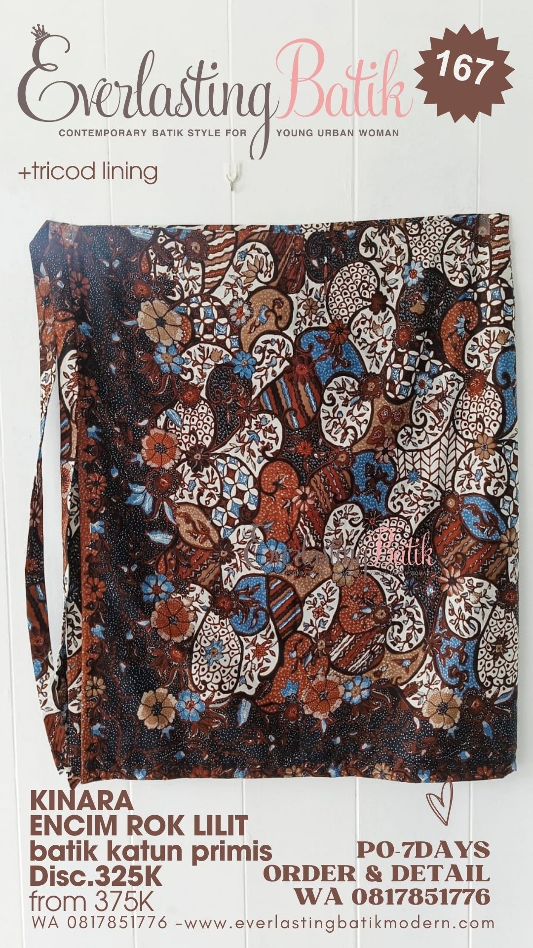 C167  KINARA ROK LILIT BATIK - hitam cokelat
