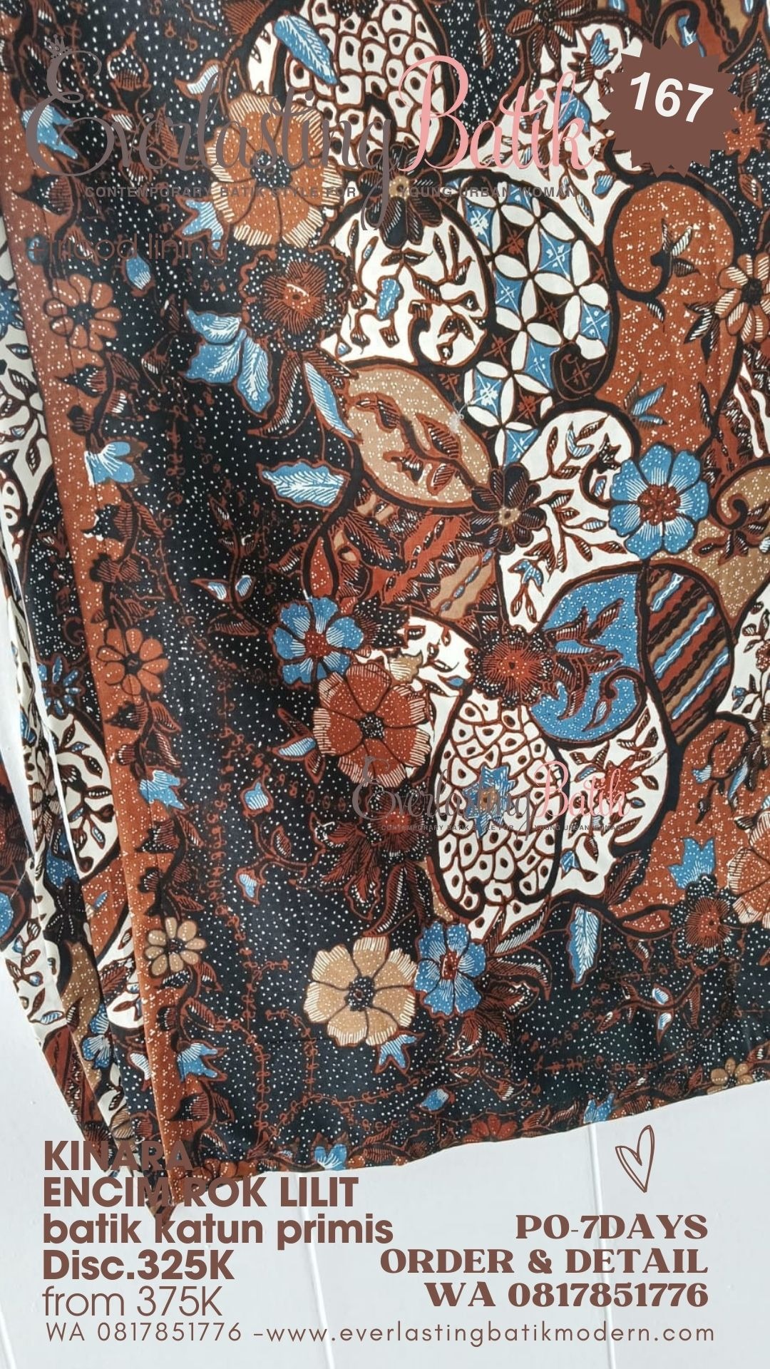 C167  KINARA ROK LILIT BATIK - hitam cokelat