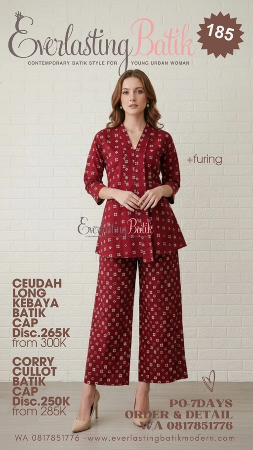 Image of C185 CEUDAH LONG KEBAYA TOP - maroon