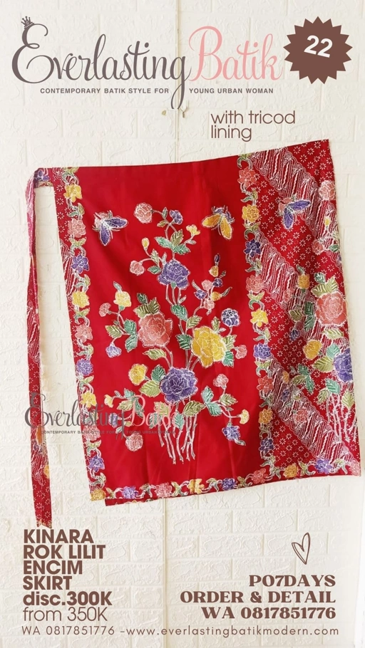 Image of C22  KINARA ROK LILIT BATIK ENCIM - merah.