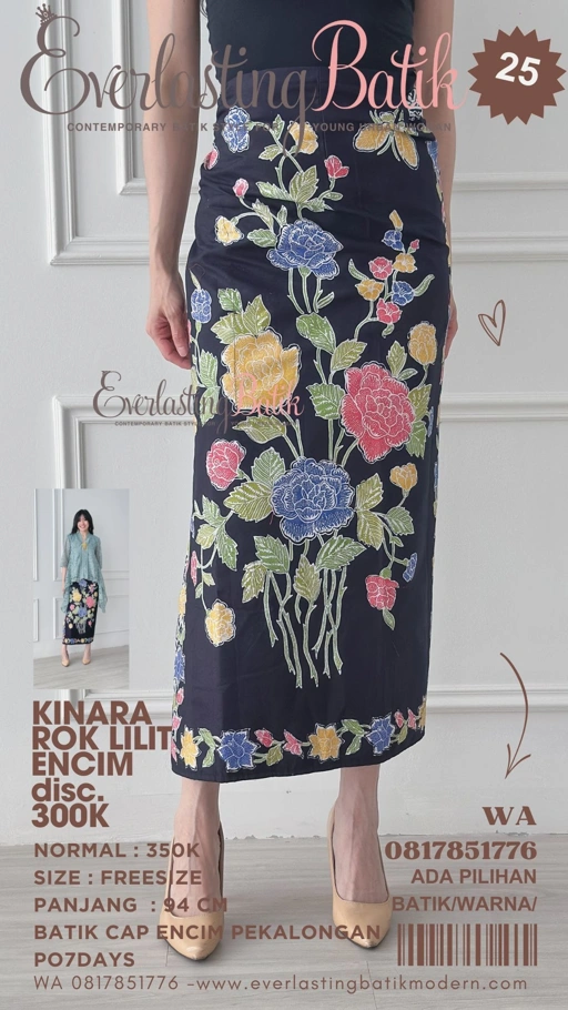 Image of C25  KINARA ROK LILIT BATIK ENCIM - hitam..