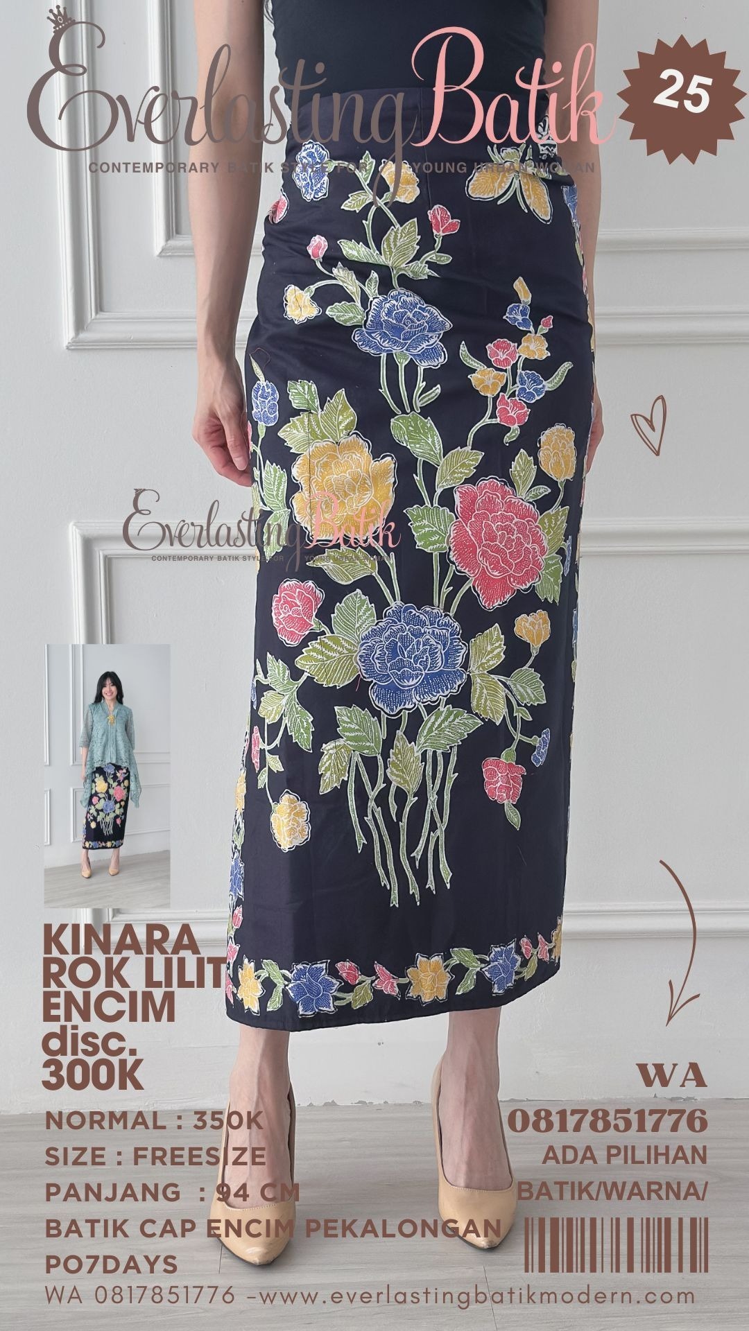 C167  KINARA ROK LILIT BATIK - hitam cokelat