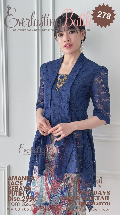 Image of C278 AMANDA LACE KEBAYA  - navy - byk warna