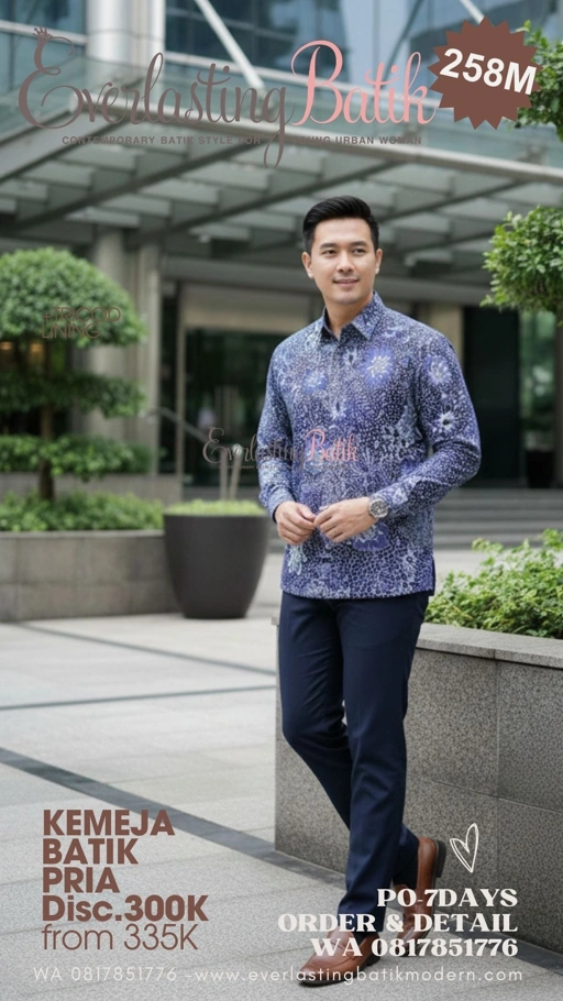 Image of C258M KEMEJA BATIK PRIA - BIRU
