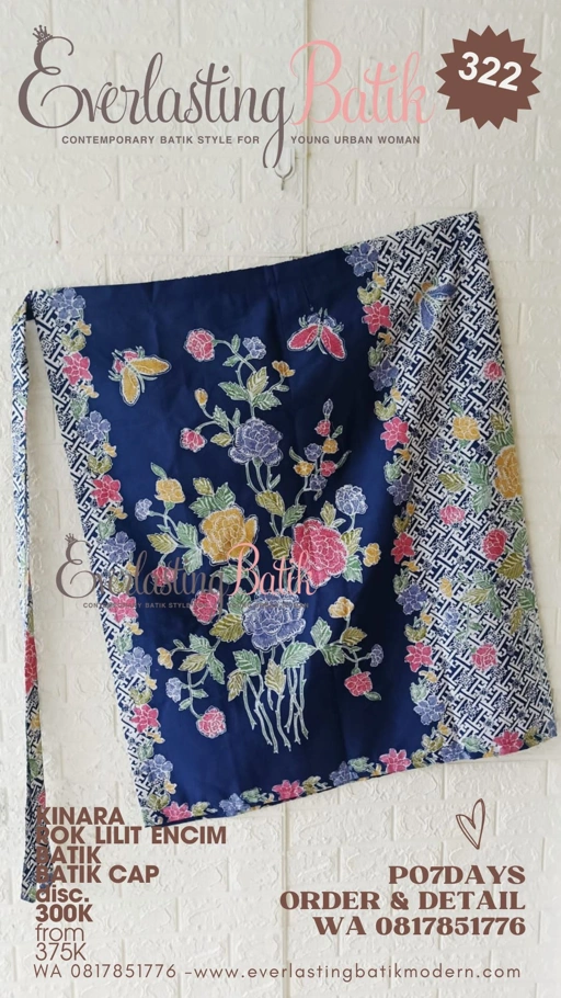 Image of C322 KINARA ROK LILIT BATIK ENCIM - biru  muda