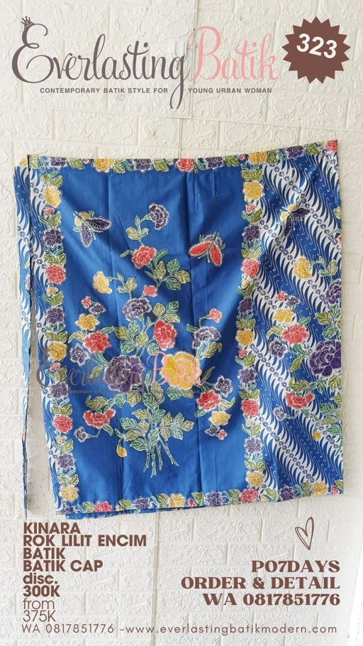 Image of C323 KINARA ROK LILIT BATIK ENCIM - BIRU MUDA