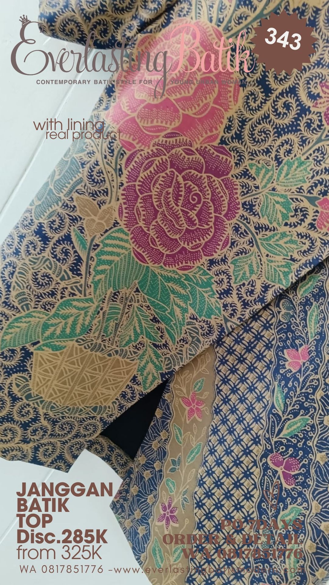 C343  JANGGAN DOBBY BATIK TOP - diskon 285K
