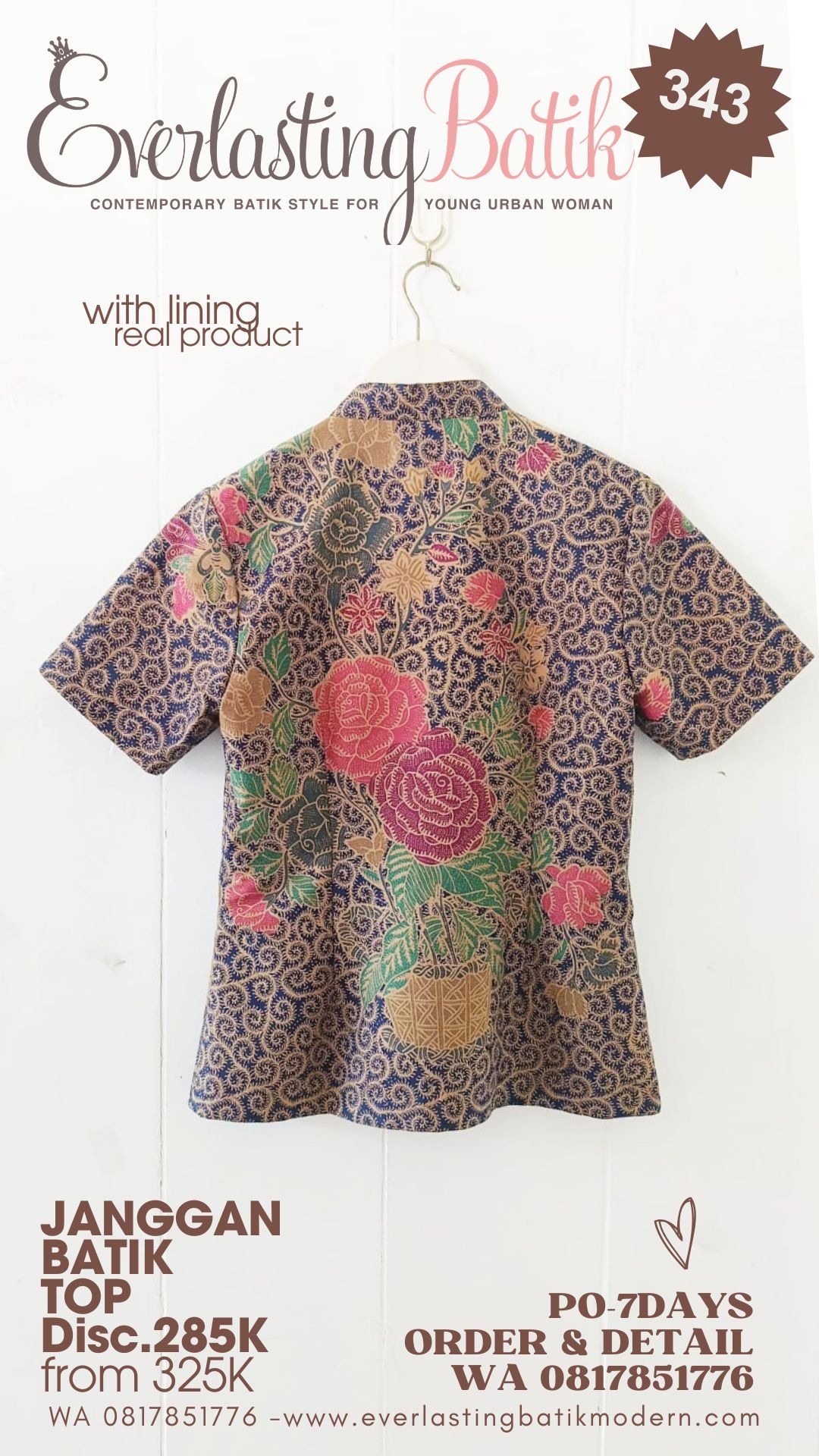 C343  JANGGAN DOBBY BATIK TOP - diskon 285K