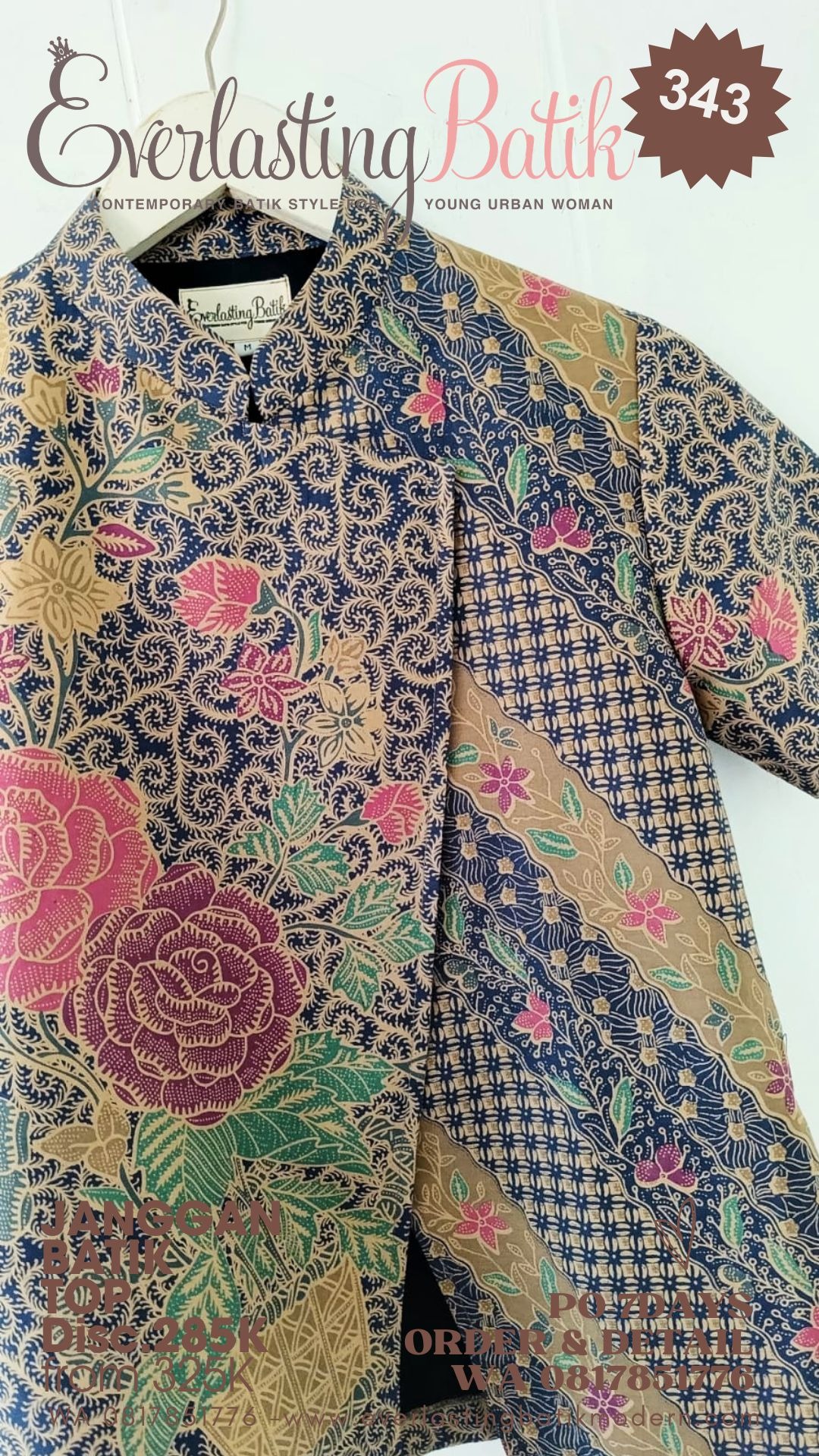 C343  JANGGAN DOBBY BATIK TOP - diskon 285K