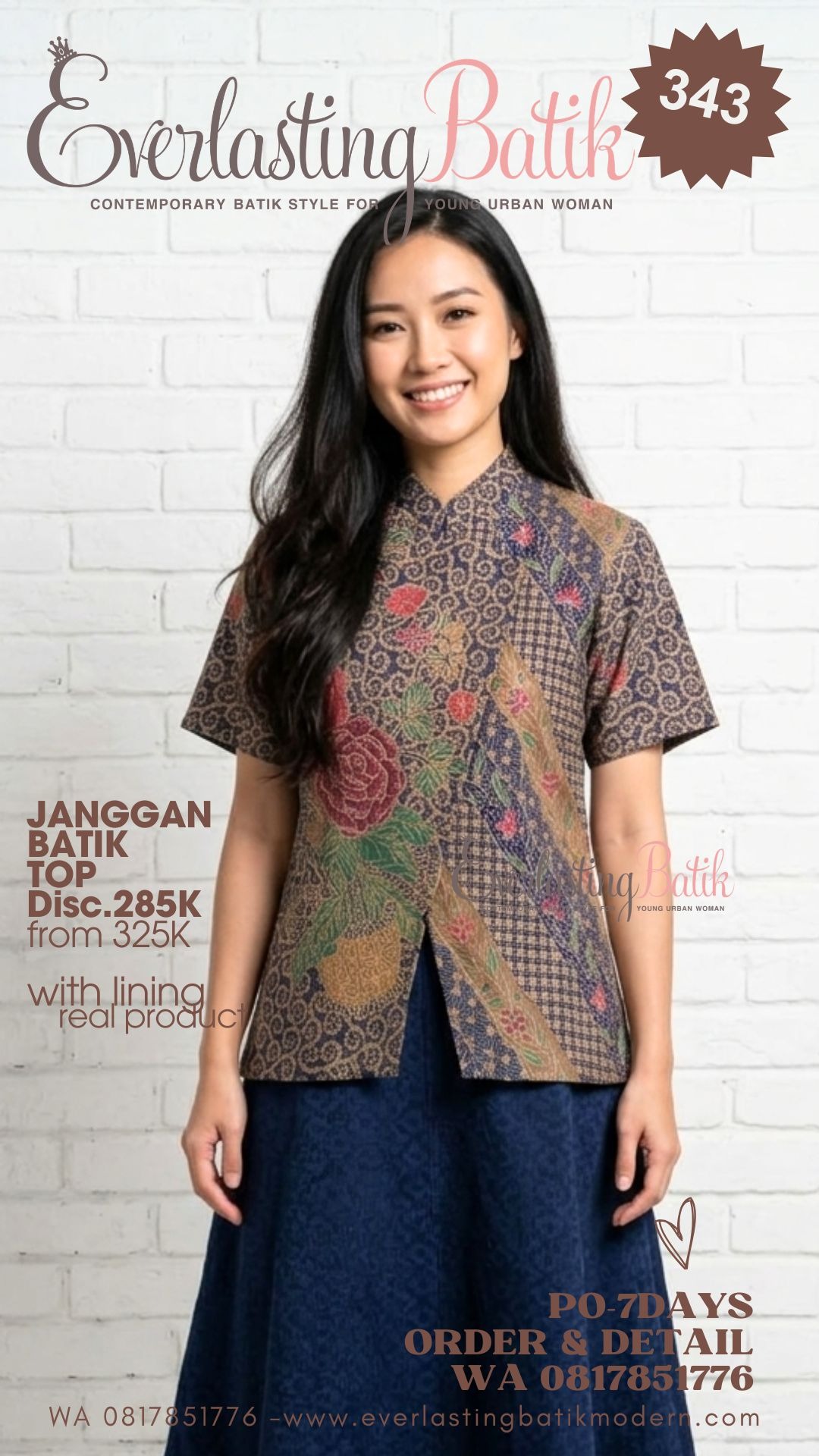 C343  JANGGAN DOBBY BATIK TOP - diskon 285K