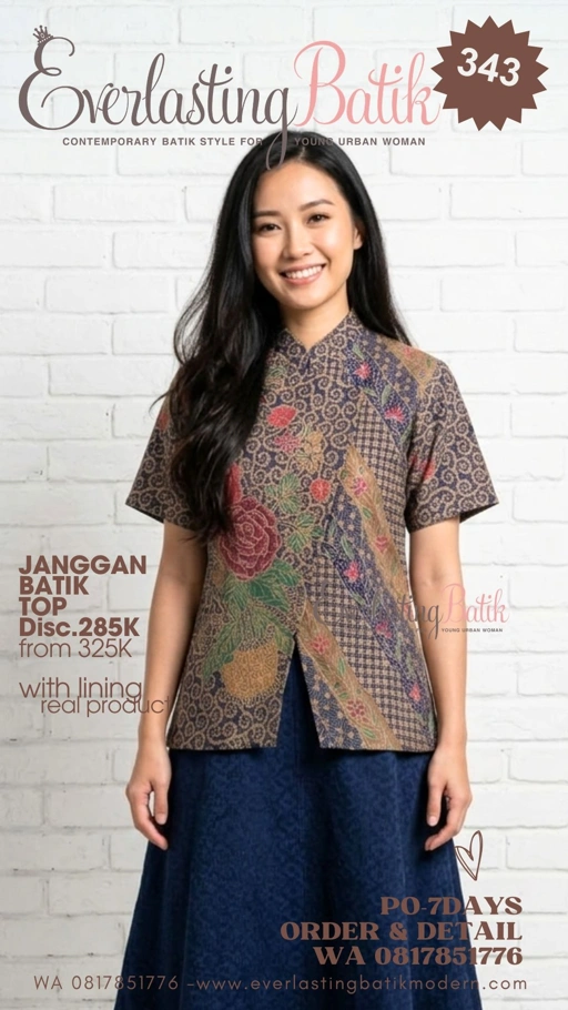 C343  JANGGAN DOBBY BATIK TOP - diskon 285K
