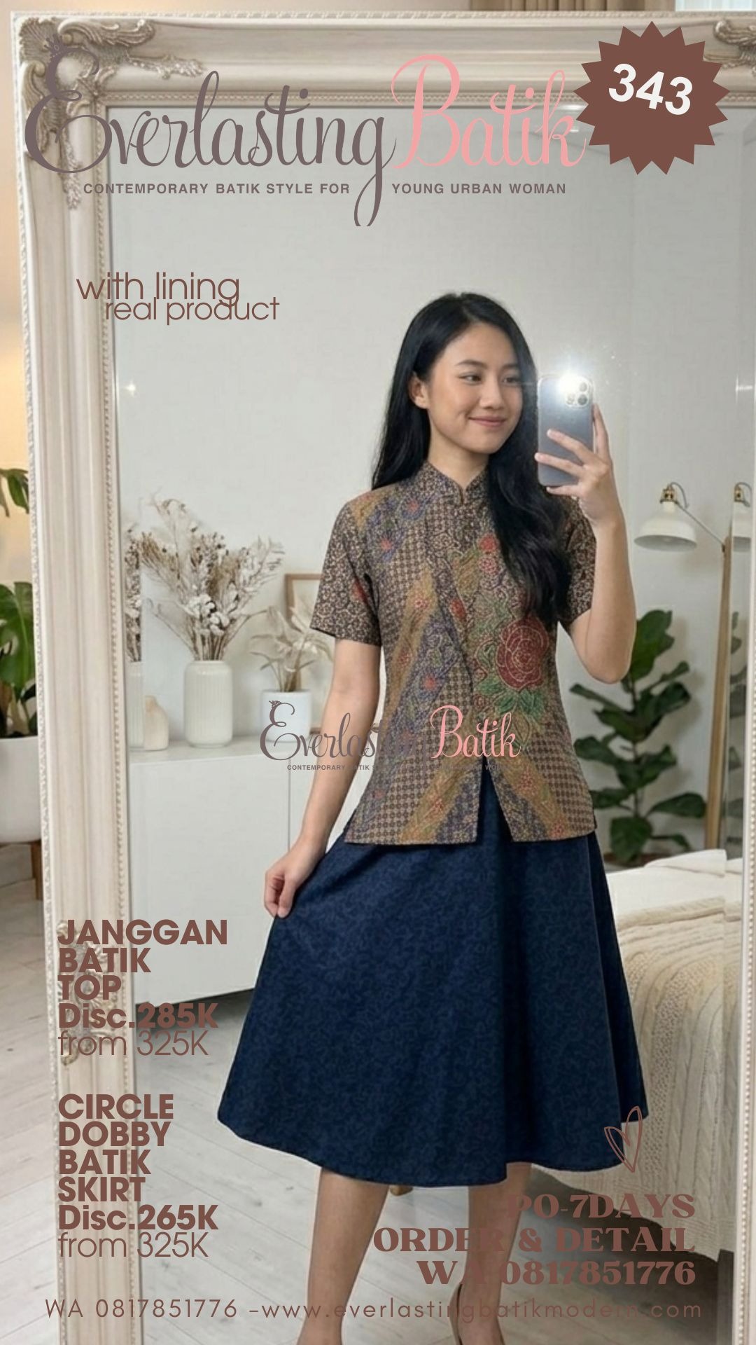 C343  JANGGAN DOBBY BATIK TOP - diskon 285K