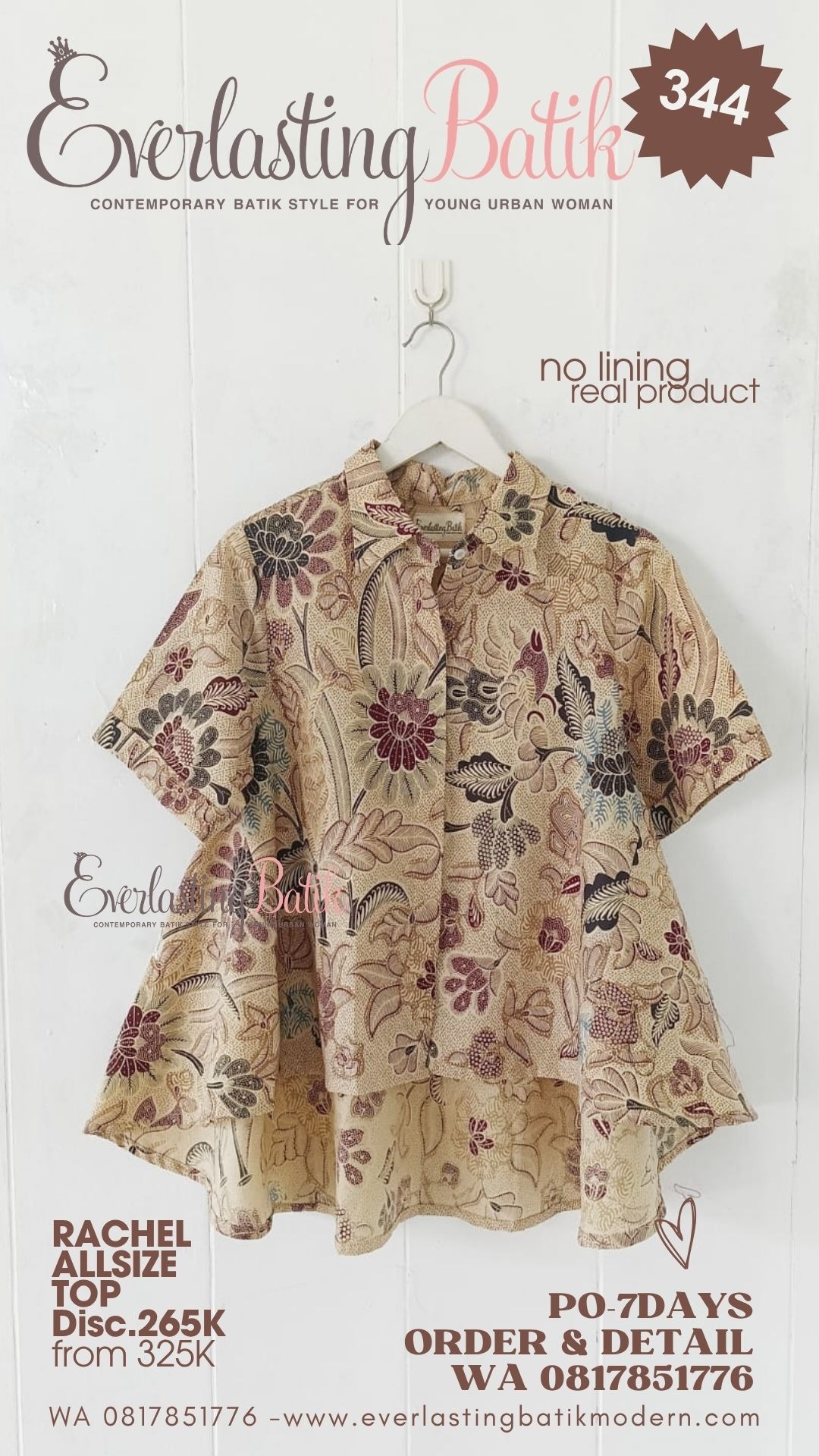 RACHEL BATIK TOP - diskon 275K