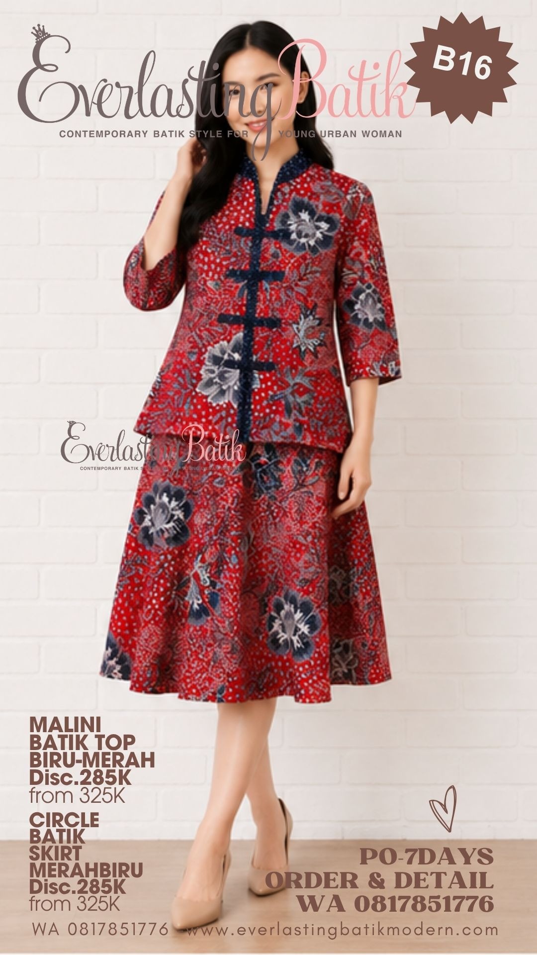 MALINI BATIK TOP - Merah biru - diskon 285K 
