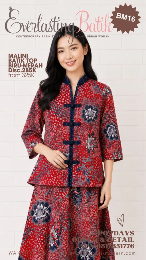 MALINI BATIK TOP - Merah biru - diskon 285K
