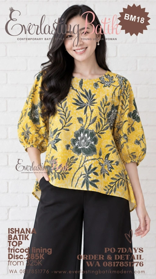 ISHANA BATIK TOP  - kuning - diskon 285K