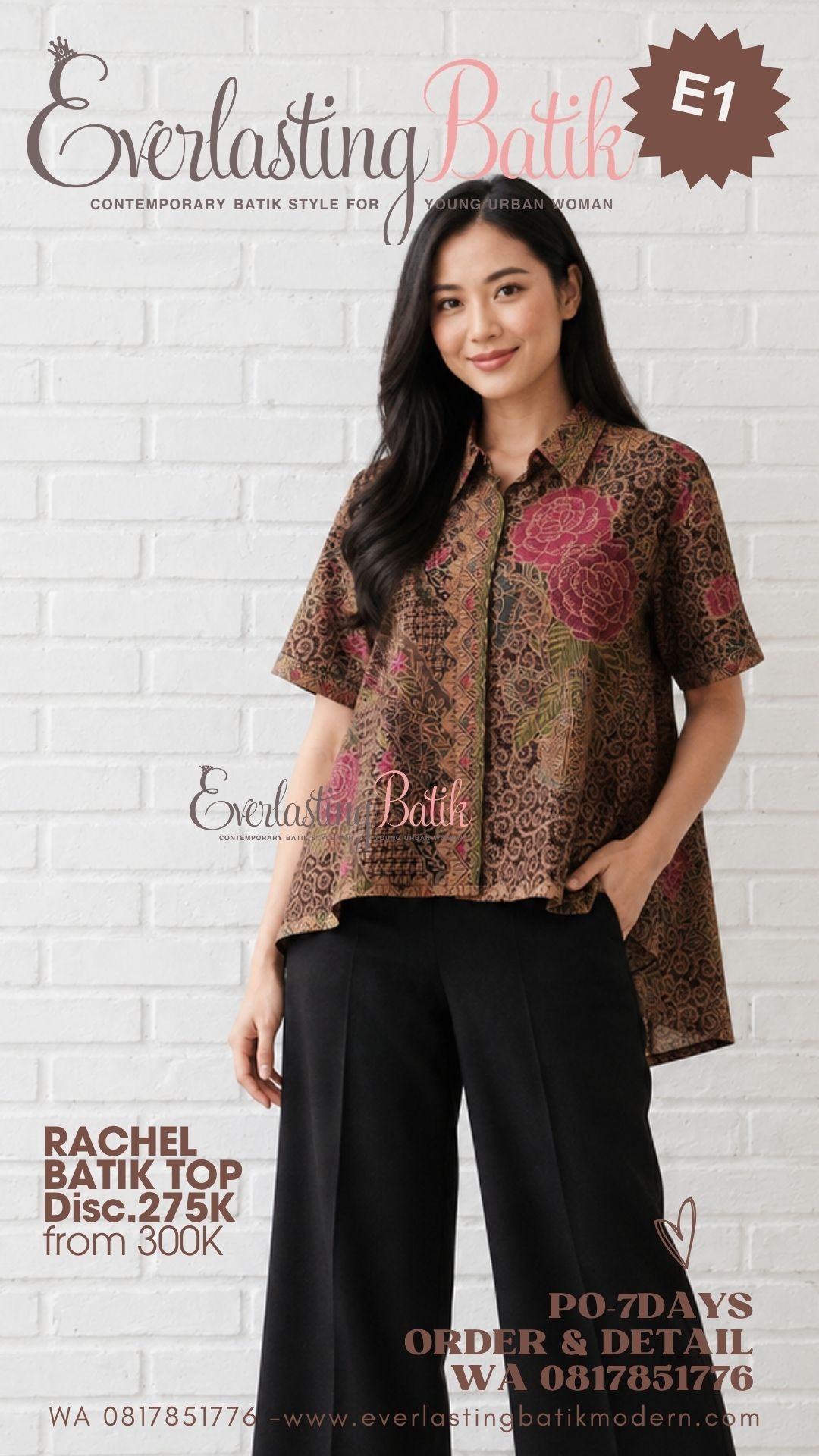 E1 RACHEL BATIK TOP  - diskon 275K.