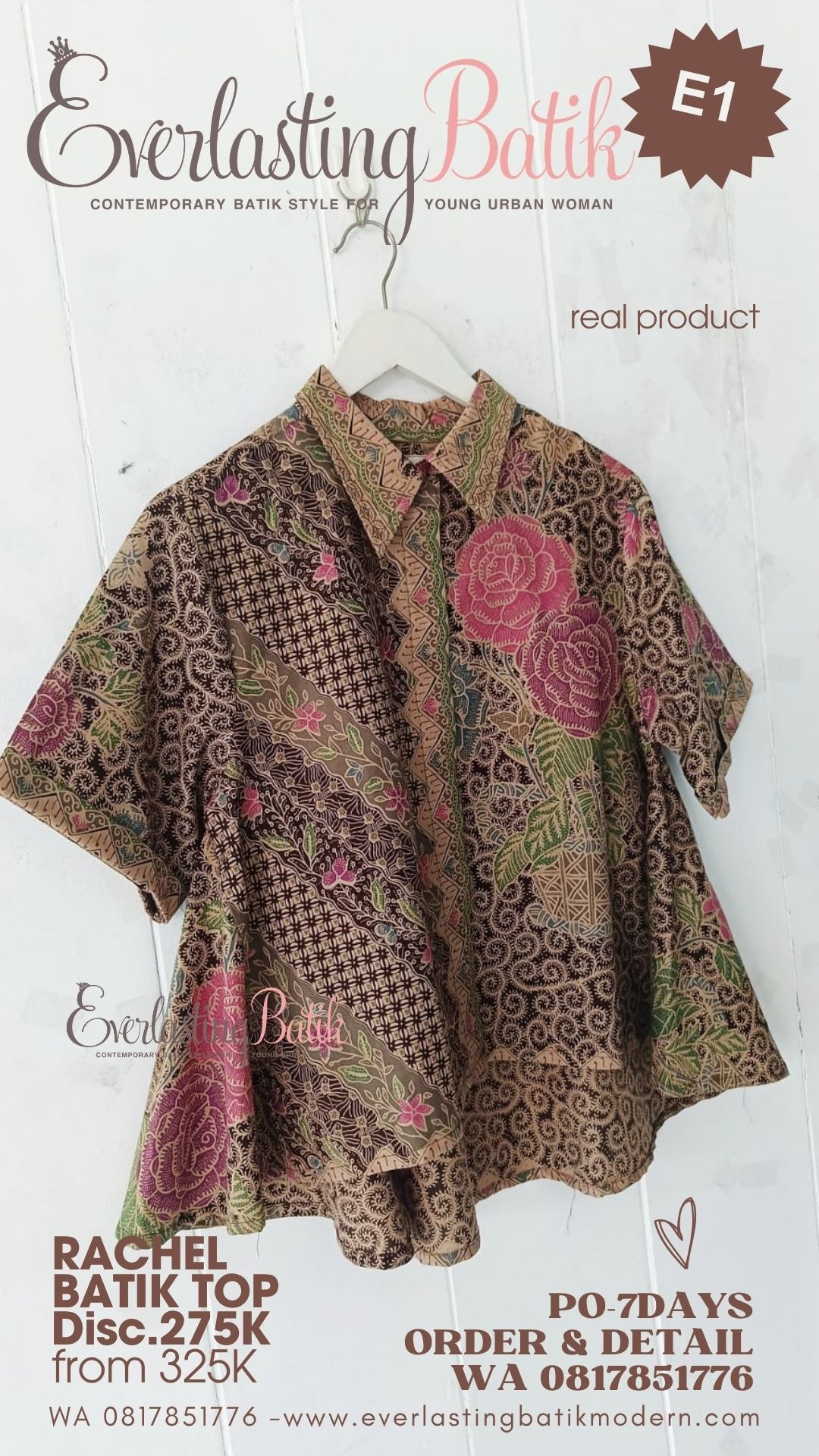 E1 RACHEL BATIK TOP  - diskon 275K.
