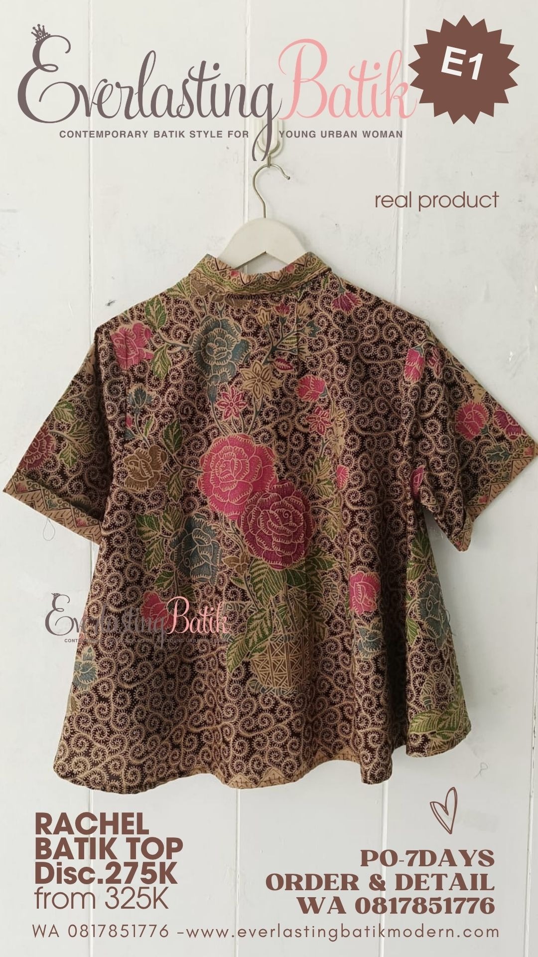 E1 RACHEL BATIK TOP  - diskon 275K.