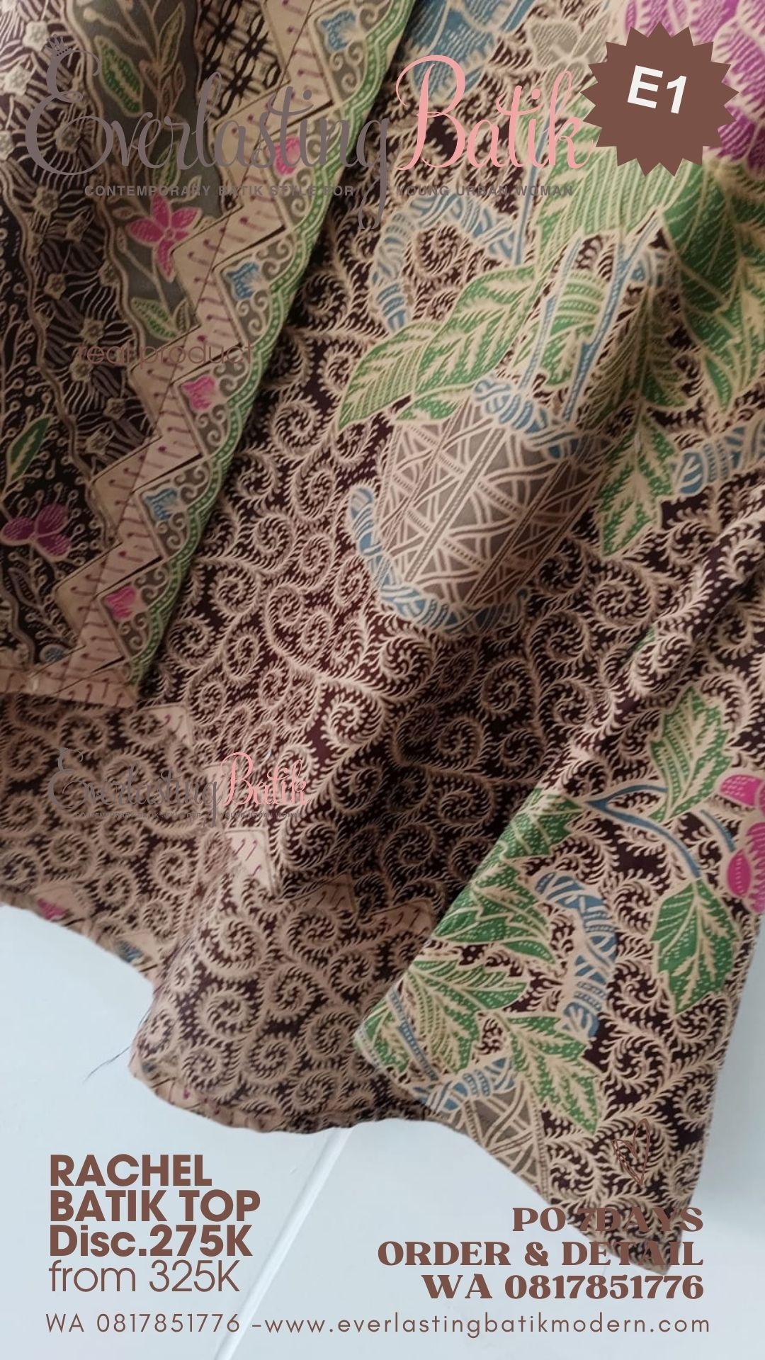 E1 RACHEL BATIK TOP  - diskon 275K.
