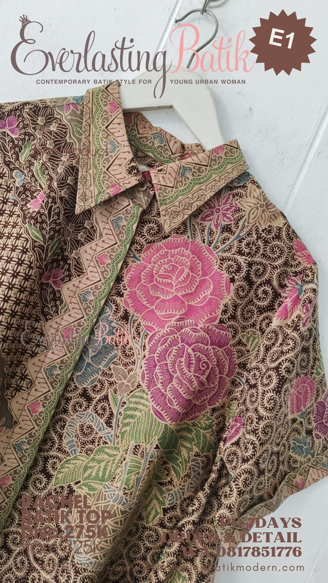 E1 RACHEL BATIK TOP  - diskon 275K.
