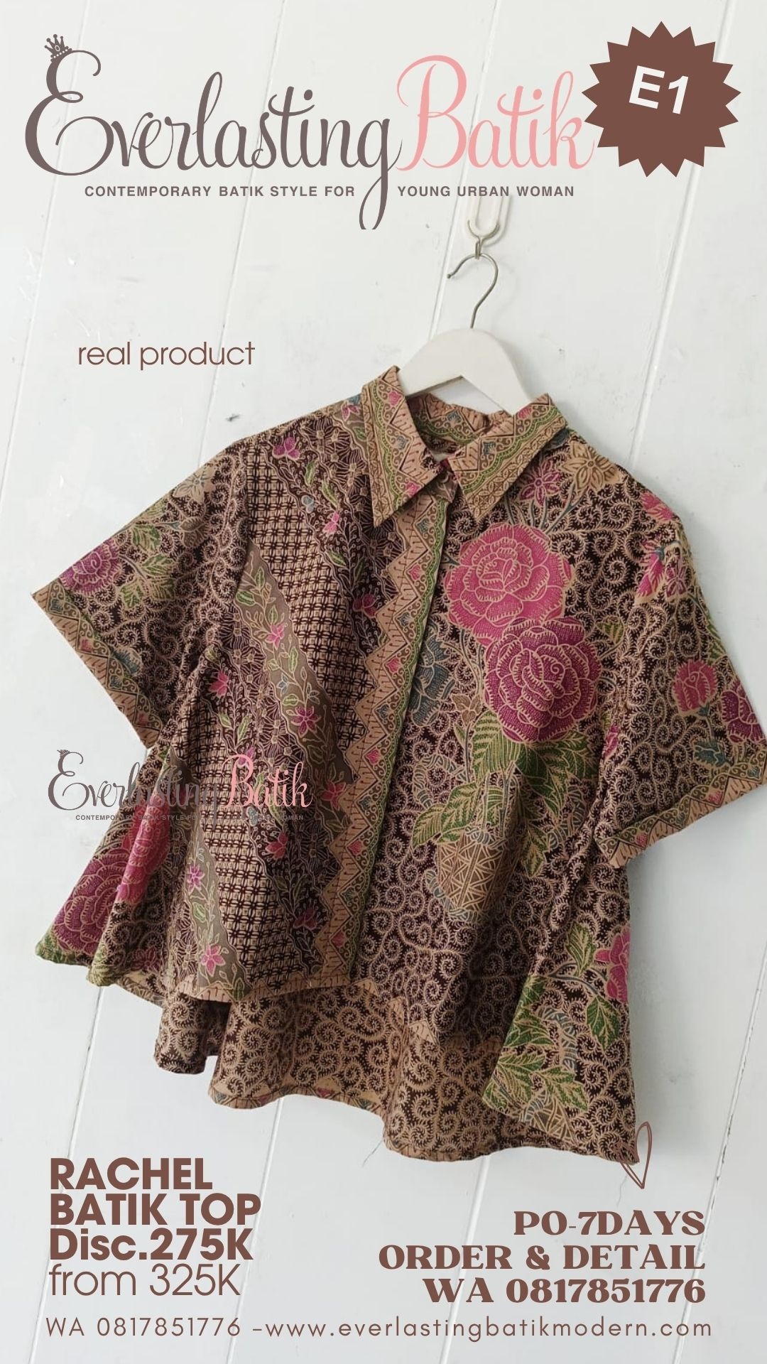 E1 RACHEL BATIK TOP  - diskon 275K.