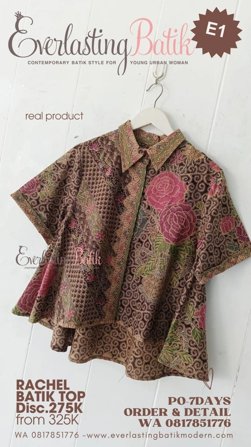 E1 RACHEL BATIK TOP  - diskon 275K.