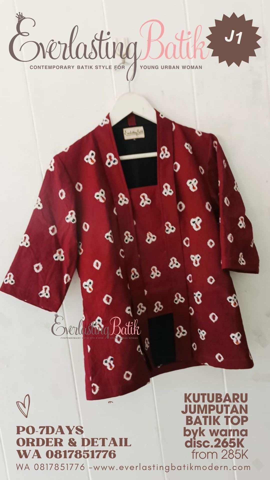 J1 KUTUBARU JUMPUTAN BATIK  TOP - diskon 265K