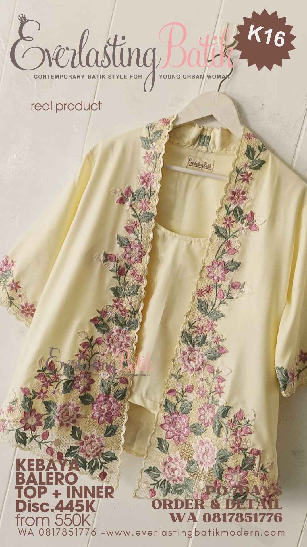 K16 KEBAYA BALERO BORDIR TOP - diskon 445K.