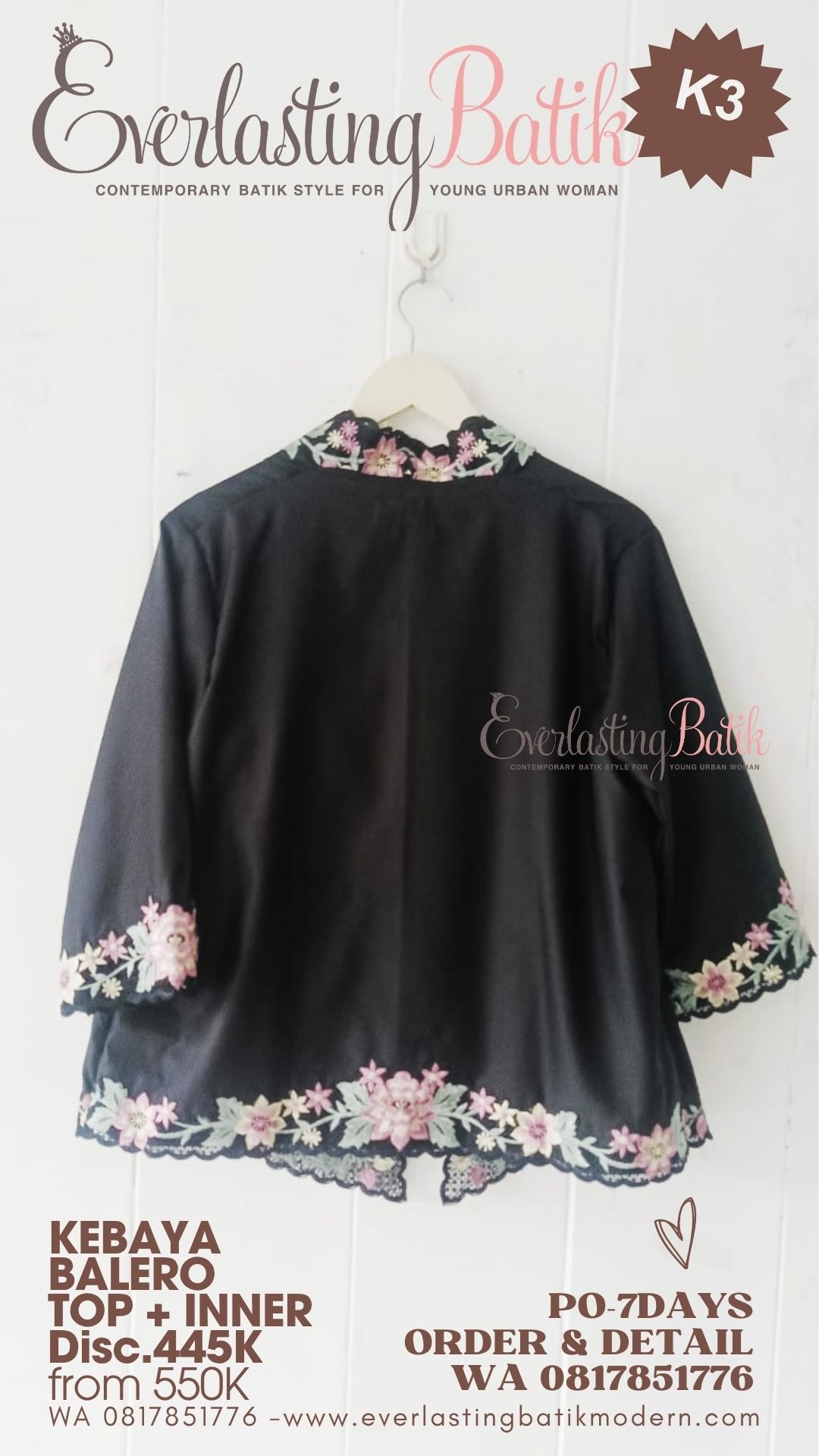 K3 KEBAYA BALERO BORDIR TOP - diskon 445K