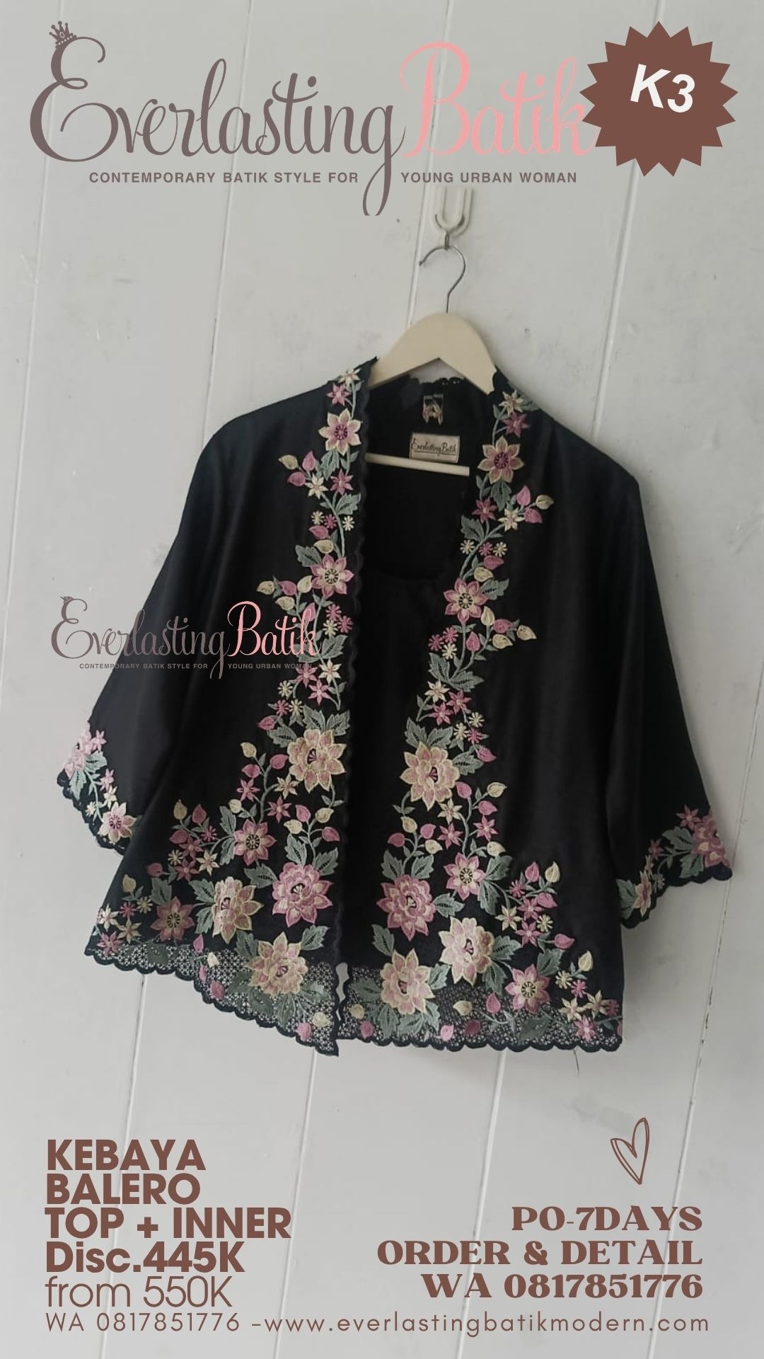 K3 KEBAYA BALERO BORDIR TOP - diskon 445K