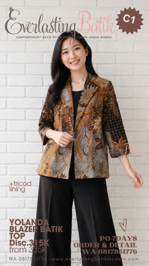 C1 YOLANDA BLAZER BATIK TOP  - diskon 315K