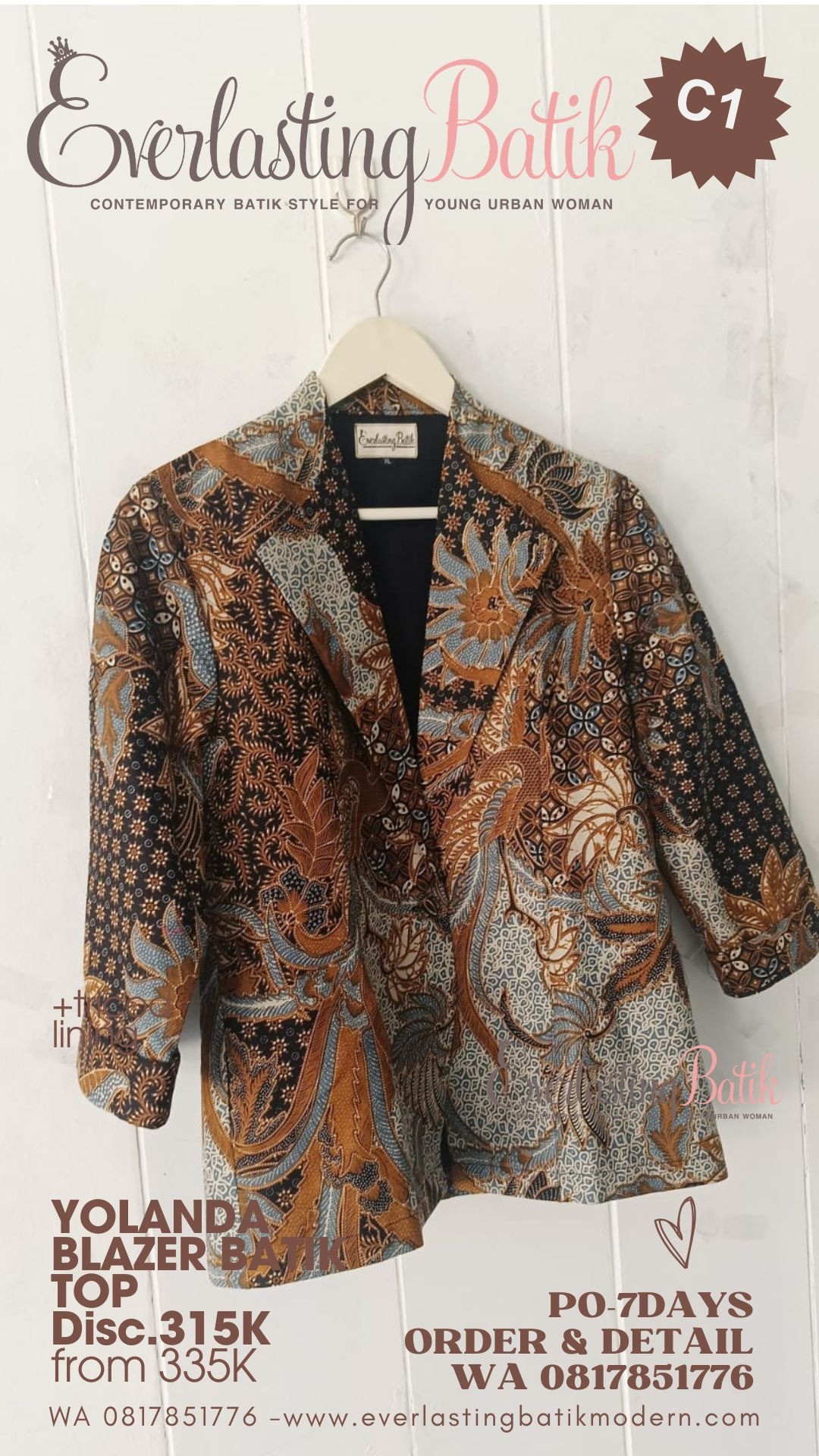 C1 YOLANDA BLAZER BATIK TOP - diskon 315K