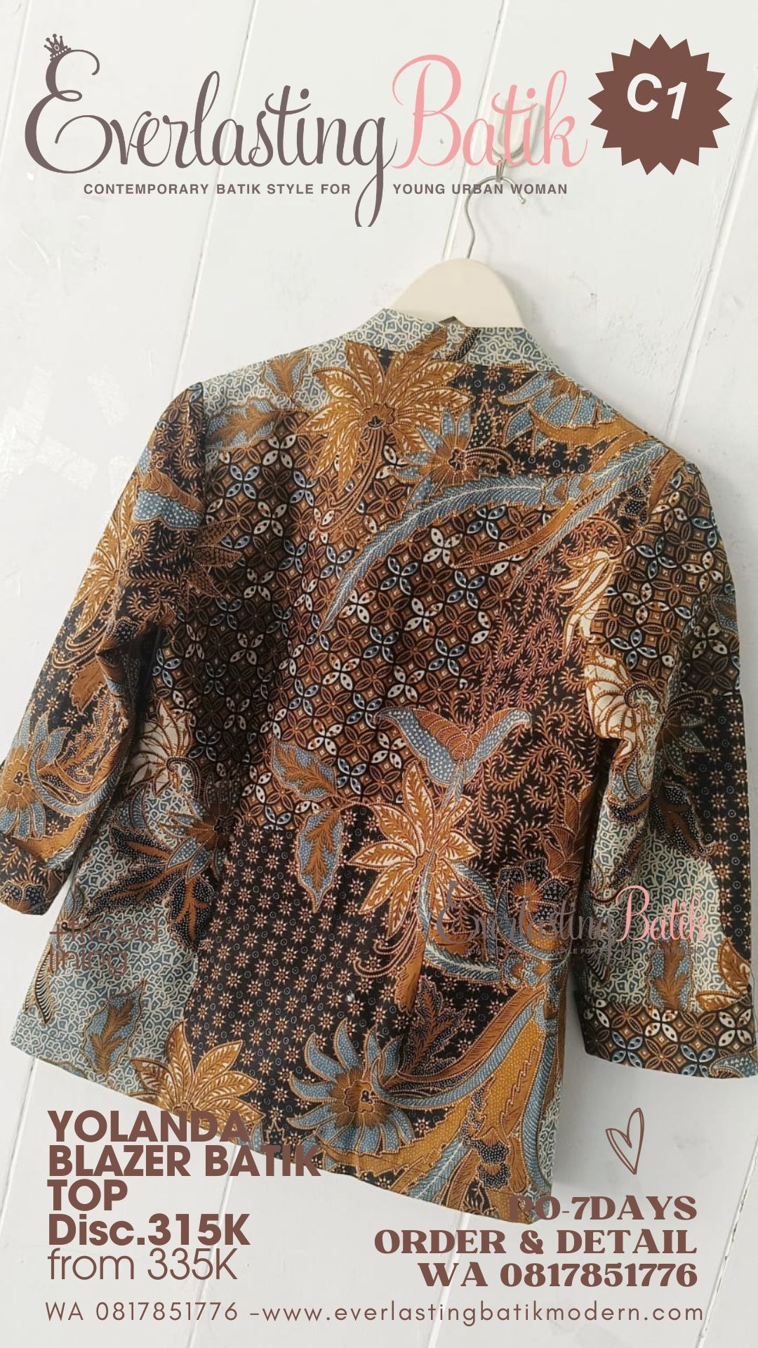 C1 YOLANDA BLAZER BATIK TOP - diskon 315K