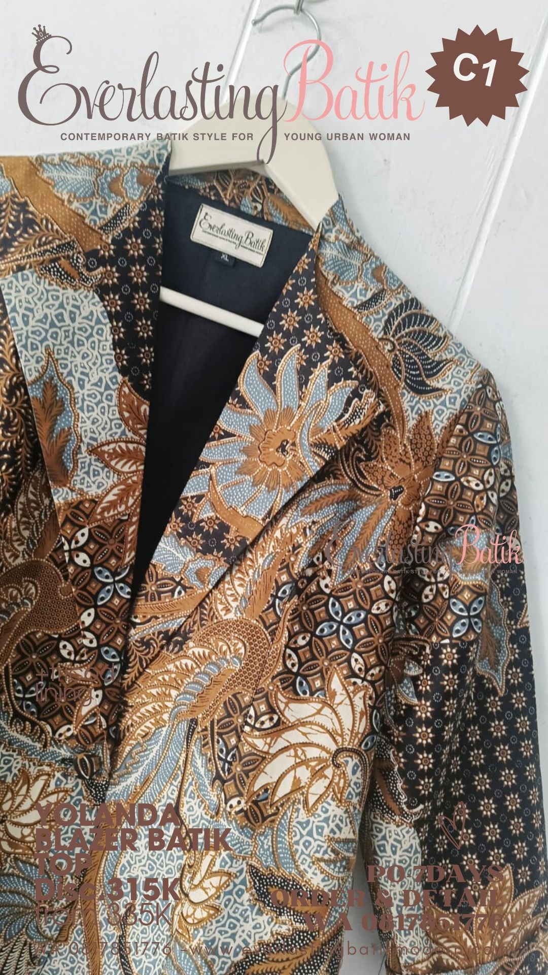 C1 YOLANDA BLAZER BATIK TOP - diskon 315K