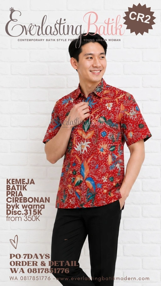 CR2 KEMEJA BATIK PRIA - MERAH - diskon 315K