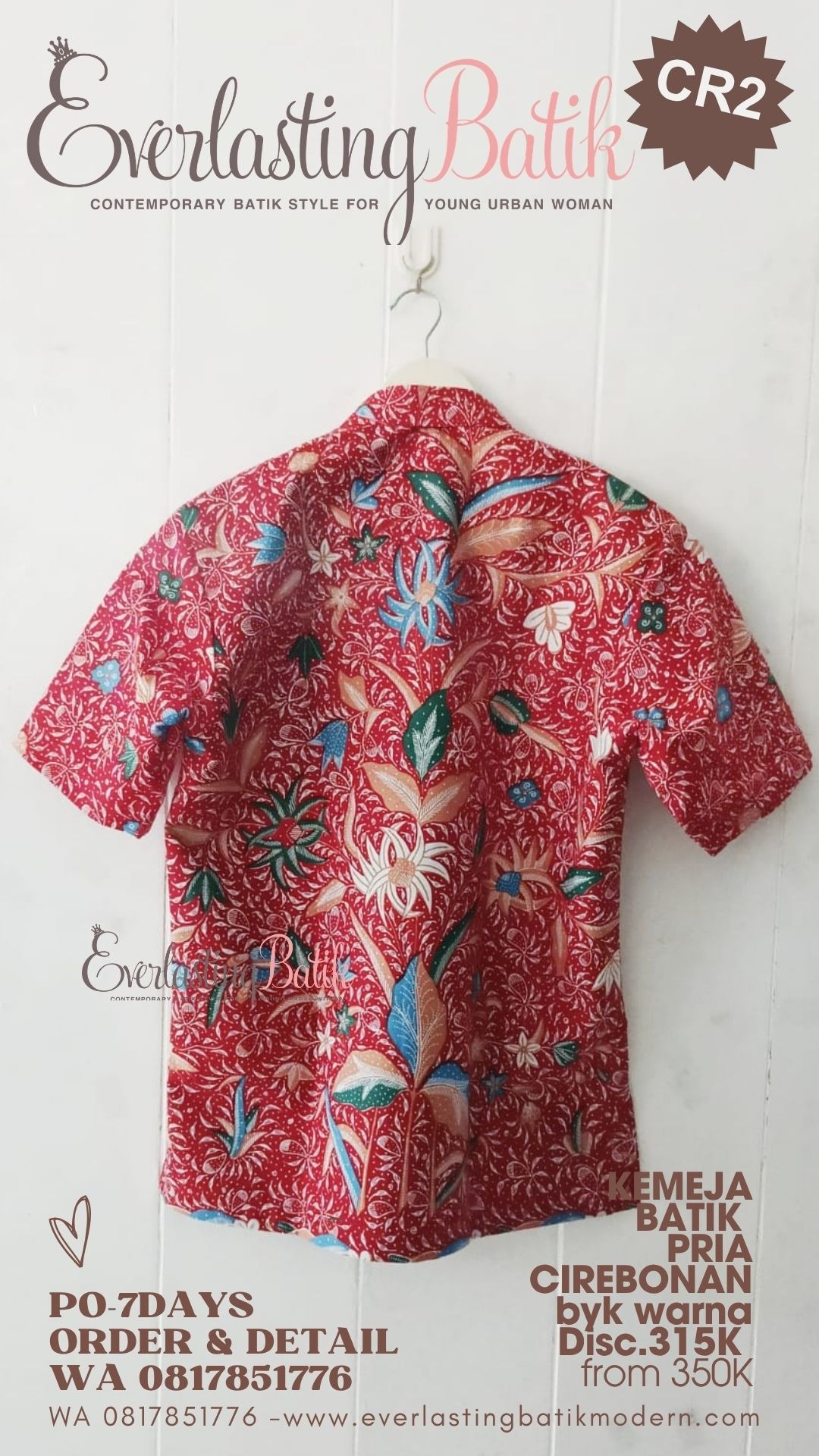 CR2 KEMEJA BATIK PRIA - MERAH - diskon 315K