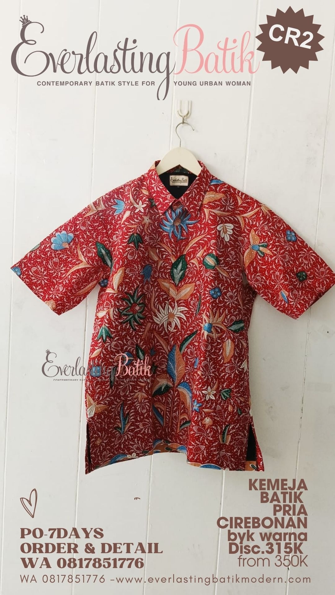 CR2 KEMEJA BATIK PRIA - MERAH - diskon 315K